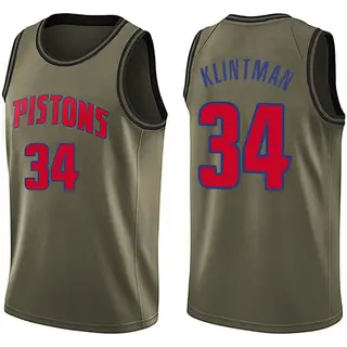 Men's Bobi Klintman Detroit Pistons Green Salute to Service Jersey - Swingman