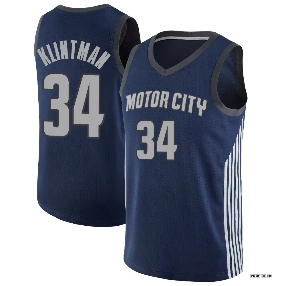 Men's Bobi Klintman Detroit Pistons Navy Jersey - City Edition - Swingman