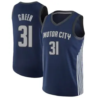 Men's Javonte Green Detroit Pistons Green Navy Jersey - City Edition - Swingman