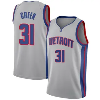 Men's Javonte Green Detroit Pistons Green Silver Jersey - Statement Edition - Swingman