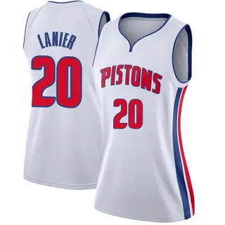 Women's Chaz Lanier Detroit Pistons White Jersey - Association Edition - Swingman