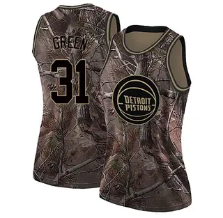 Women's Javonte Green Detroit Pistons Green Camo Realtree Collection Jersey - Swingman