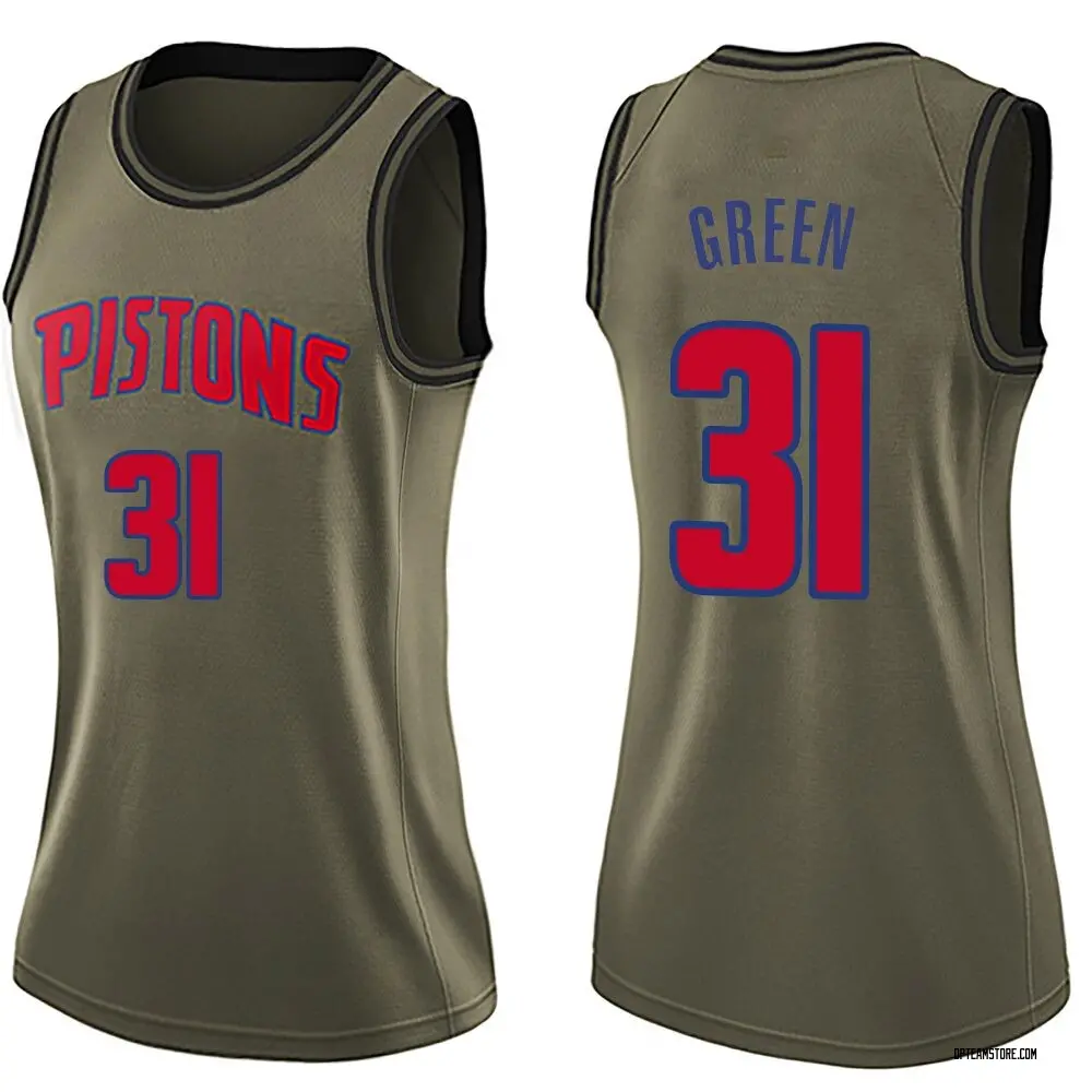 Women's Javonte Green Detroit Pistons Green Salute to Service Jersey - Swingman