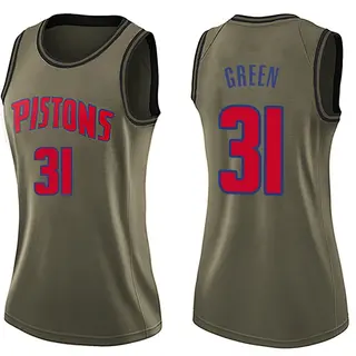 Women's Javonte Green Detroit Pistons Green Salute to Service Jersey - Swingman