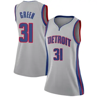 Women's Javonte Green Detroit Pistons Green Silver Jersey - Statement Edition - Swingman