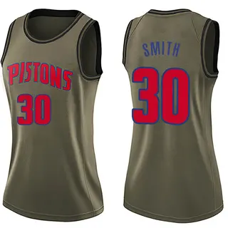 Women's Joe Smith Detroit Pistons Green Salute to Service Jersey - Swingman